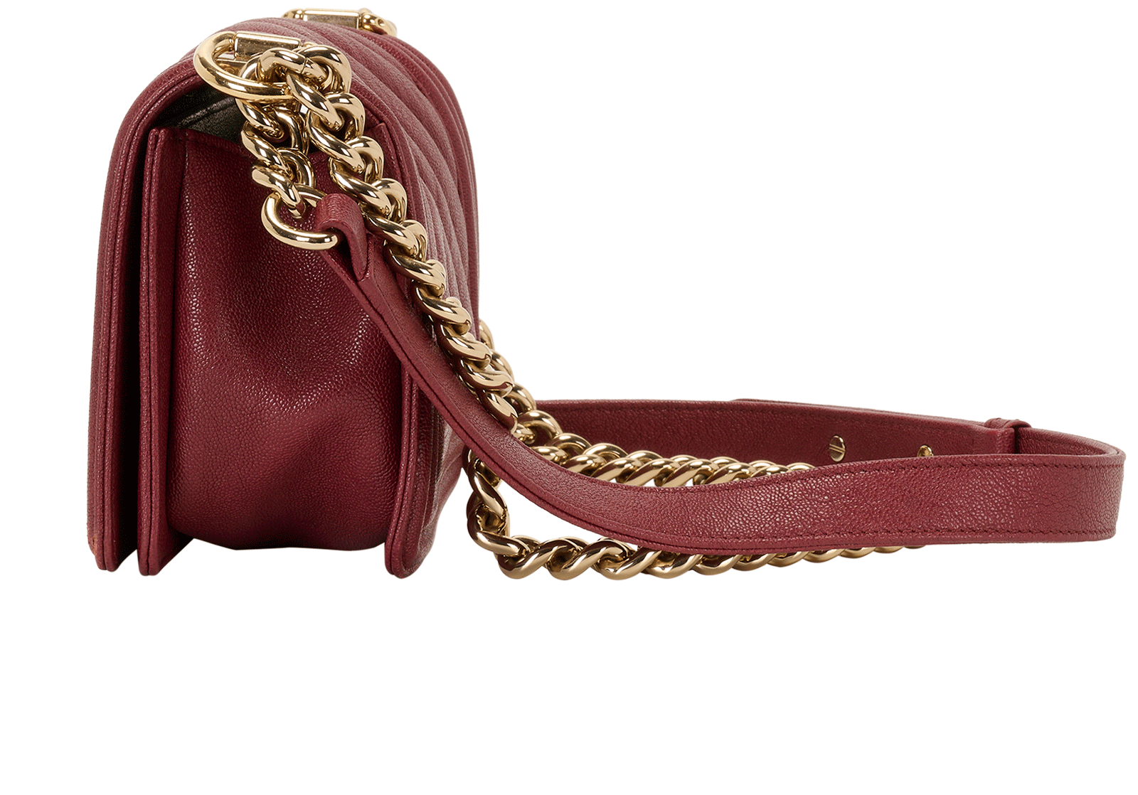 Small Boy, &pound;1,950, Handbags, Burgundy, Caviar Leather, Bottom view